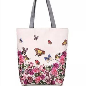 ELEGANT BUTTERFLY ZIP TOP TOTE BAG